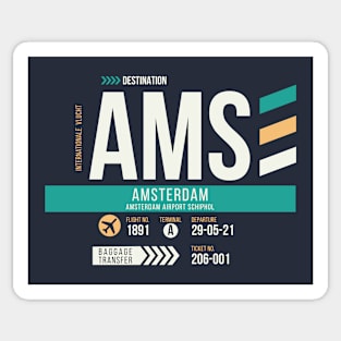 Amsterdam (AMS) Airport Code Baggage Tag Sticker